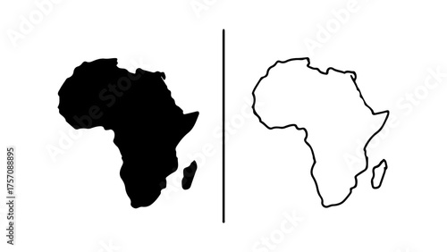 Africa continent outline with transparent background