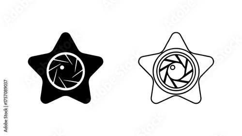 Star with camera aperture with transparent background