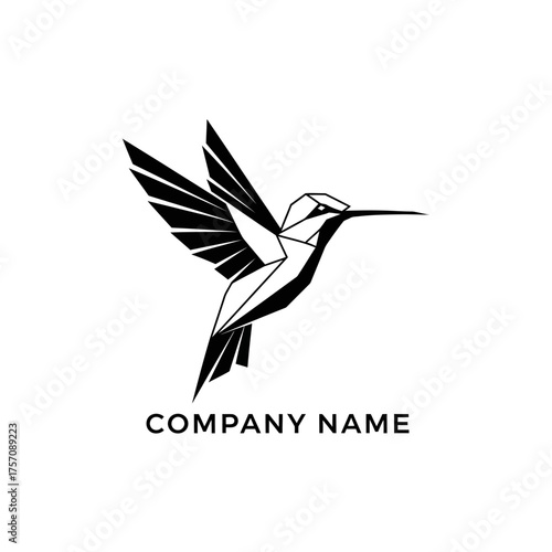 Geometric Hummingbird Logo Design with Sharp Lines and Modern Aesthetic.
