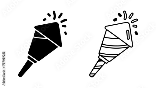 Party popper icons with transparent background