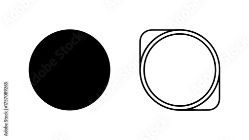 Black circle and open ring with transparent background
