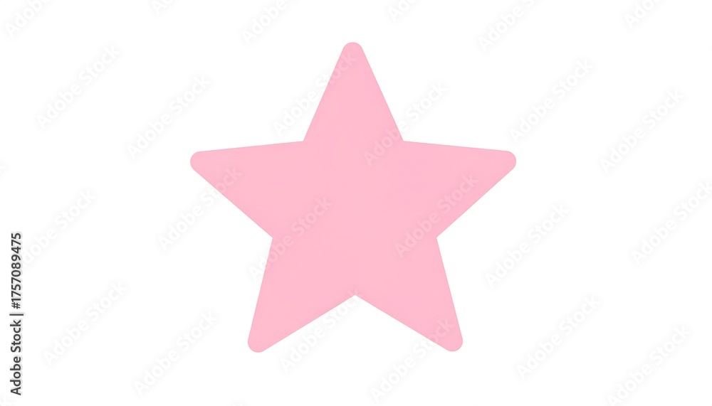 Fototapeta premium Soft pink five-pointed star on a stark white background, isolated