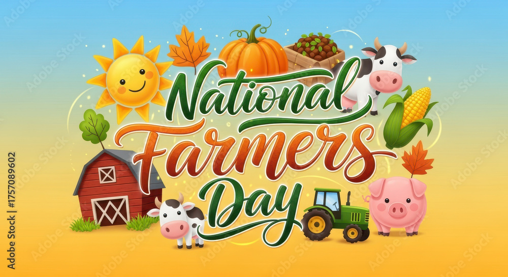 Naklejka premium Festive National Farmers Day illustration