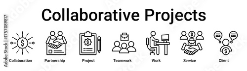 Collaborative Projects banner web icon vector illustration concept for business with icon of Collaboration, Partnership, Project, Teamwork, Work, Service.