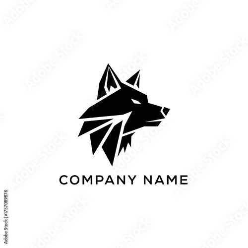 Geometric Wolf Head Logo Design with Sharp Edges and Modern Aesthetic.