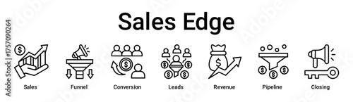 Sales Edge banner web icon vector illustration concept for business with icon of Sales, Funnel, Conversion, Leads, Revenue, Pipeline.