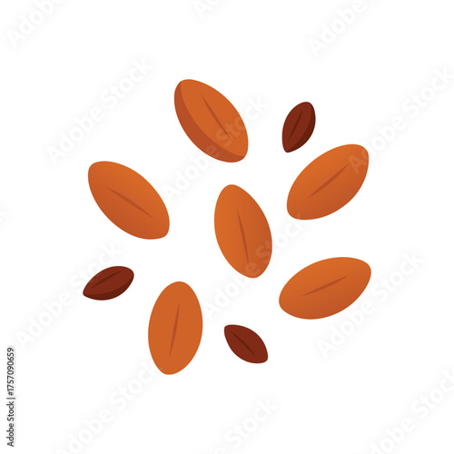 Vector art of a scattering of almonds and goji berries isolated on a, representing healthy food and snacks