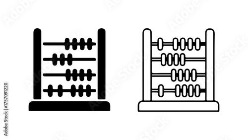 Abacus icons with outline and solid fill