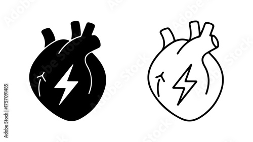 Heart with lightning bolt with transparent background