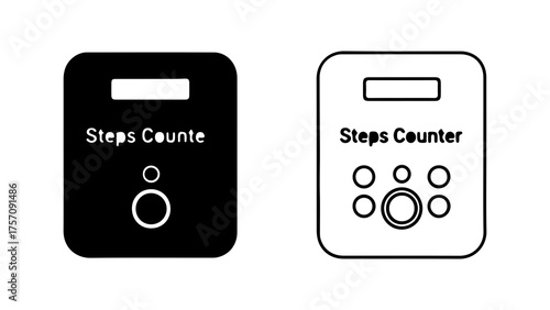 Step counter icons with transparent background