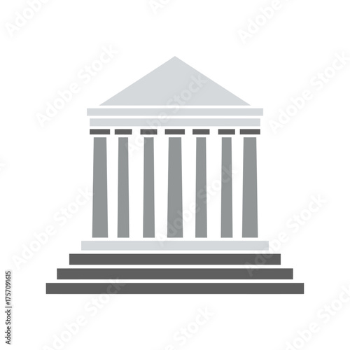Illustration of a classical building with columns and steps, government building.