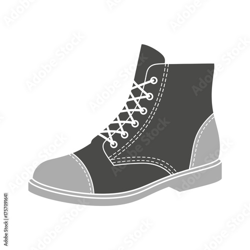 Illustration of a Lace-Up Work Boot with Steel Toe.