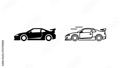 Sport cars outline with transparent background