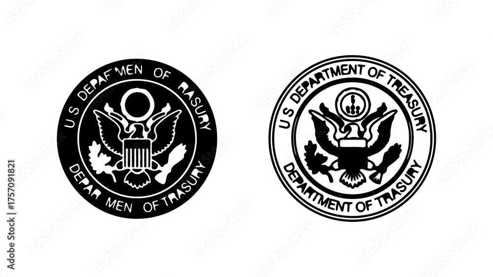 Obraz premium United states treasury seal emblems with transparent background