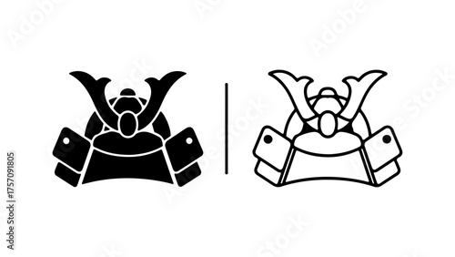 Samurai helmet outline with transparent background