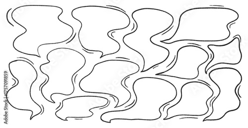 Hand drawn crayon speech bubbles set. Brushstroke texture comic bubbles. Vector EPS 10