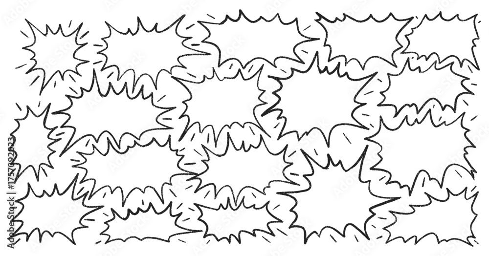 Obraz premium Hand drawn crayon speech bubbles set. Brushstroke texture comic bubbles. Vector EPS 10