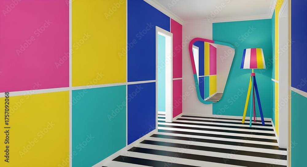 Obraz premium vibrant colorful modern hallway interior design
