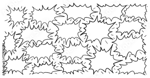 Hand drawn crayon speech bubbles set. Brushstroke texture comic bubbles. Vector EPS 10