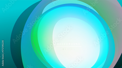 Abstract layers create vibrant circular design. Turquoise, green, blue hues blend into black background. Modern, dynamic visual element.