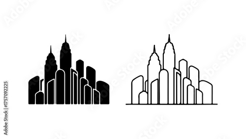 City skyline outline with transparent background