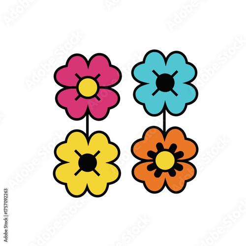 Vibrant Flat Design Flowers Illustration Set