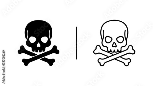 Skull and crossbones icon with transparent background