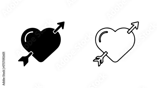 Heart pierced by arrow with transparent background