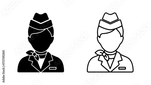 Flight attendant icon with transparent background