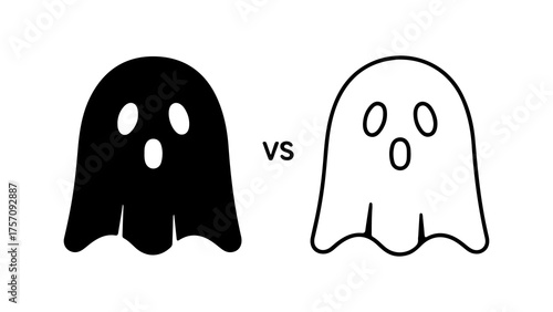 Two ghosts facing each other with transparent background