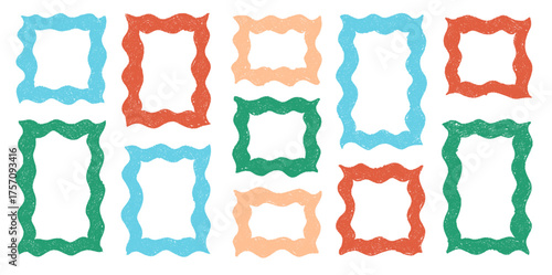 Hand drawn crayon rectangles set. Brushstroke texture rectangle frames. Vector EPS 10