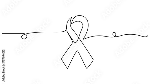 Minimalist single line drawing of a support ribbon
