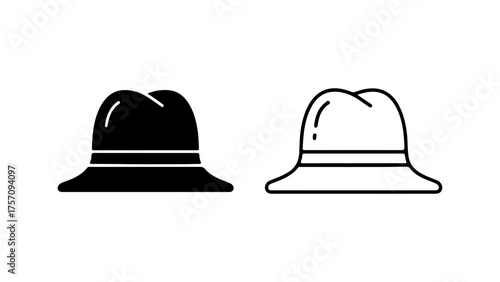 Bucket hats outline and filled with transparent background