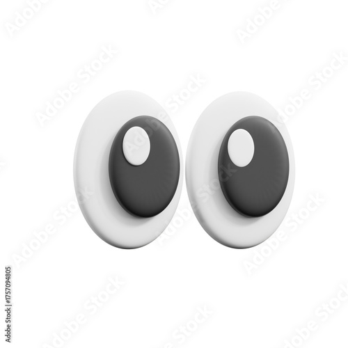 Minimalist 3D Eyes Expression Cartoon Design Object in Isolated Background