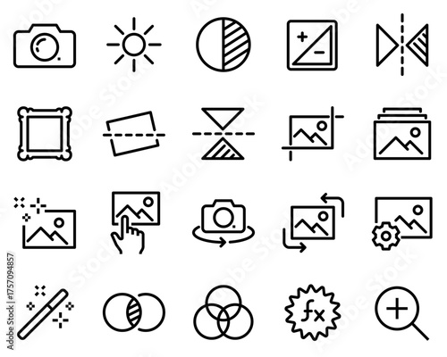 Simple Set of Image Editing Related Vector Line Icons
