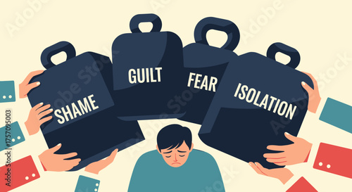 Man Overwhelmed by Shame, Guilt, Fear, and Isolation.