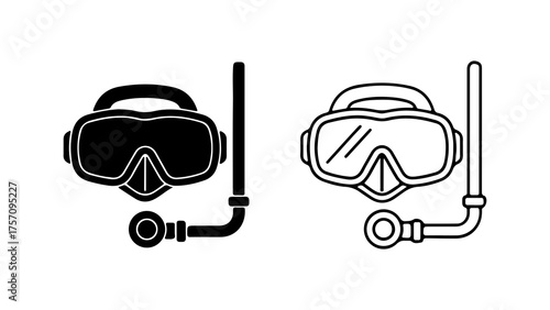 Diving mask and snorkel with transparent background