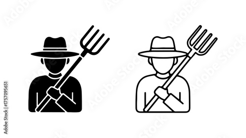 Farmer with pitchfork with transparent background