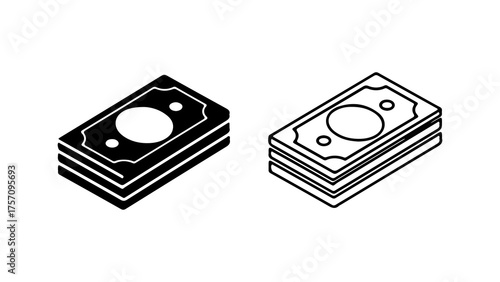 Stacks of money with transparent background