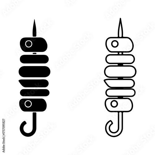 Meat skewers with hook with transparent background