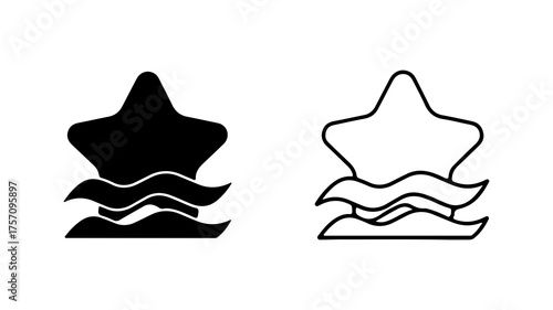 Star and waves icon with transparent background
