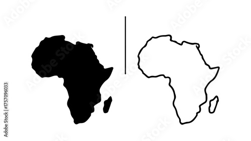 Africa continent outline with transparent background