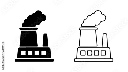 Factory building with smoke with transparent background