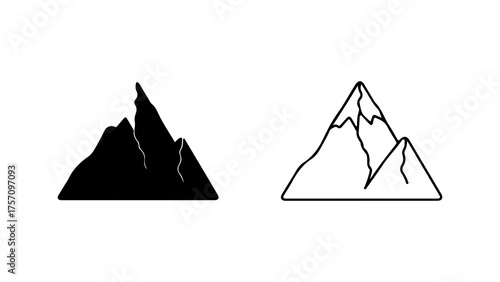 Mountain peaks outline and solid with transparent background