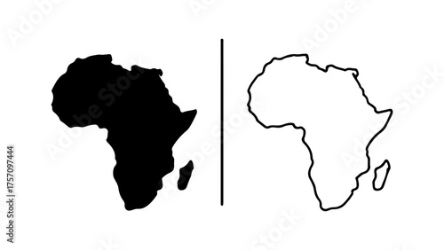 Africa continent outline with transparent background