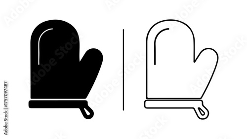 Oven mitts black and white with transparent background