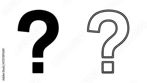 Question marks with outline and solid fill with transparent background