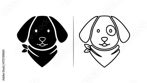 Dog head icon with transparent background