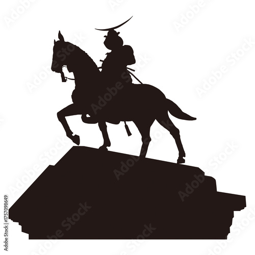 伊達政宗公　銅像シルエット　Date Masamune bronze statue