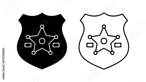 Police badge with star and squares with transparent background